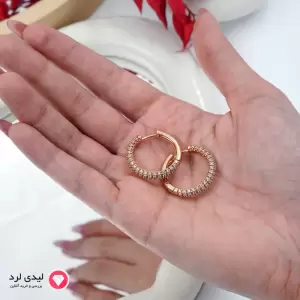 گوشواره طرح حلقه تمام نگین ژوپینگ کد 27026