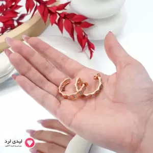 گوشواره میخی طرح نیم گل ژوپینگ کد 27107