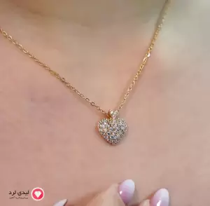 پلاک زنجیر طرح قلب نگین دار کد 13182