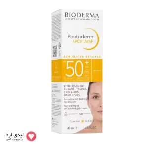 ژل کرم ضد آفتاب ضد لک و ضد پیری بایودرما  SPF50 مدل Photoderm Spot-Age بی رنگ 40 میلی لیتر
