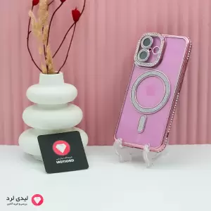قاب گوشی آیفون 16 مدل دور نگین دار صورتی
