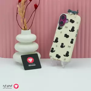 قاب گوشی آیفون 16 مدل گربه چرمی