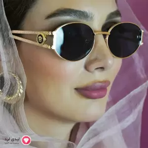 عینک افتابی زنانه دسته فلزی طرح ورساچه مشکی کد22