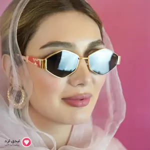 عینک افتابی زنانه دسته فلزی مدل چند ضلعی طرح سلین کد22