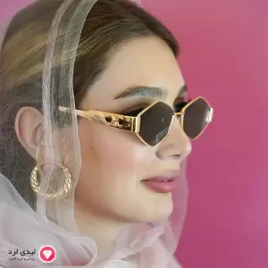 عینک افتابی زنانه دسته فلزی مدل چند ضلعی طرح سلین کد22