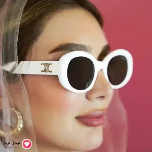 عینک افتابی زنانه مدل بیضی کائوچو طرح سلین سفید55