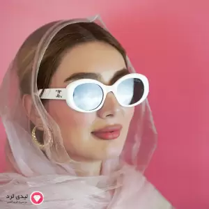 عینک افتابی زنانه مدل بیضی کائوچو طرح سلین سفید55