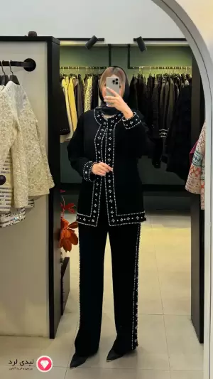 کت وشلوار کرپ جواهردوزی طرح ملودی ماهوت