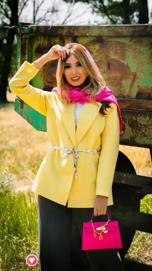 مانتو زنانه لنین طرح رانیا ماهوت زرد