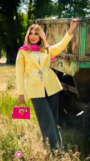 مانتو زنانه لنین طرح رانیا ماهوت زرد
