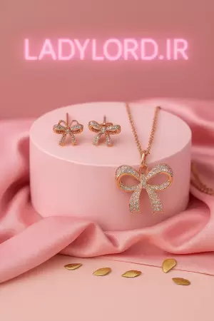 نیم ست طرح پاپیون ژوپینگ نگین دار کد 46309