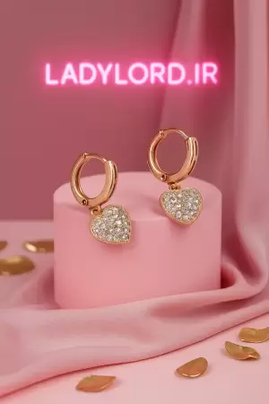 گوشواره طرح قلب نگین دار ژوپینگ کد 26104
