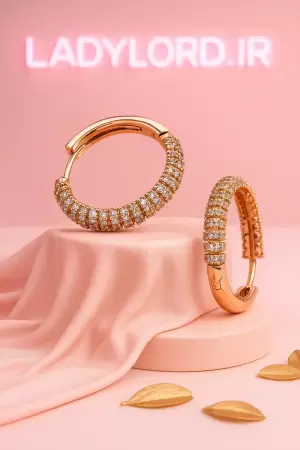 گوشواره طرح حلقه تمام نگین ژوپینگ کد 27026