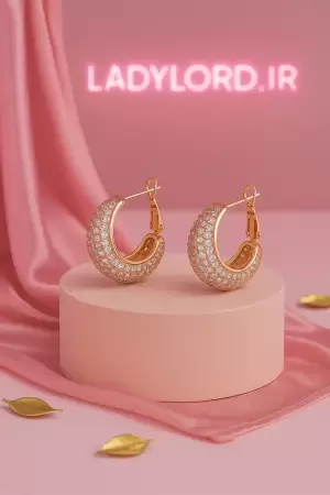 گوشواره طرح دیامانت نگین دار ژوپینگ کد 25643