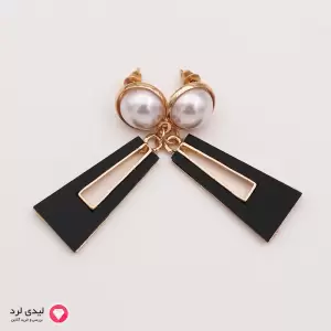 گوشواره مرواریدی مشکی-طلایی