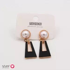 گوشواره مرواریدی مشکی-طلایی
