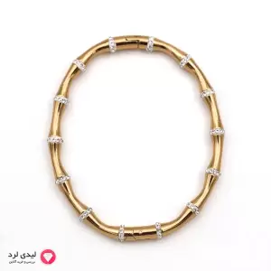 بنگل نگین دار طرح بامبو سفید