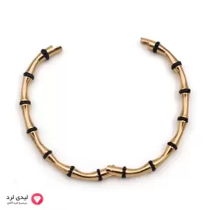 بنگل نگین دار طرح بامبو مشکی