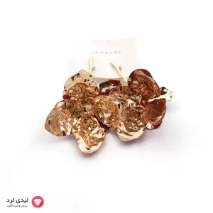گوشواره آویز گل سه‌بعدی متالیک زرشکی