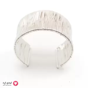 دستبند کاف پهن نقره‌ای طرح شیار