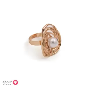 انگشتر فانتزی طرح آشیانه مروارید رزگلد