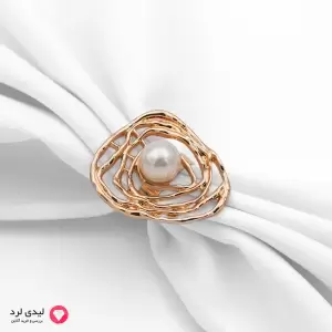 انگشتر فانتزی طرح آشیانه مروارید رزگلد