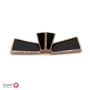 گوشواره آویز هندسی میناکاری مشکی با فریم طلایی