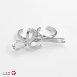 انگشتر دو انگشتی فانتزی طرح پاپیون نقره‌ای