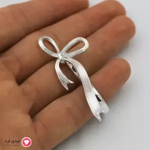 انگشتر دو انگشتی فانتزی طرح پاپیون نقره‌ای