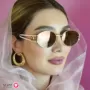 Versace-Inspired Brown Oval Sunglasses with Gold Medusa Chain
